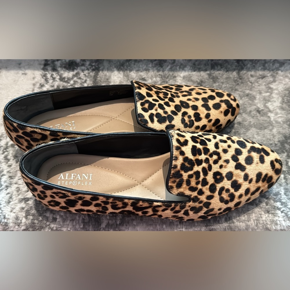 Leopard calf hair loafers